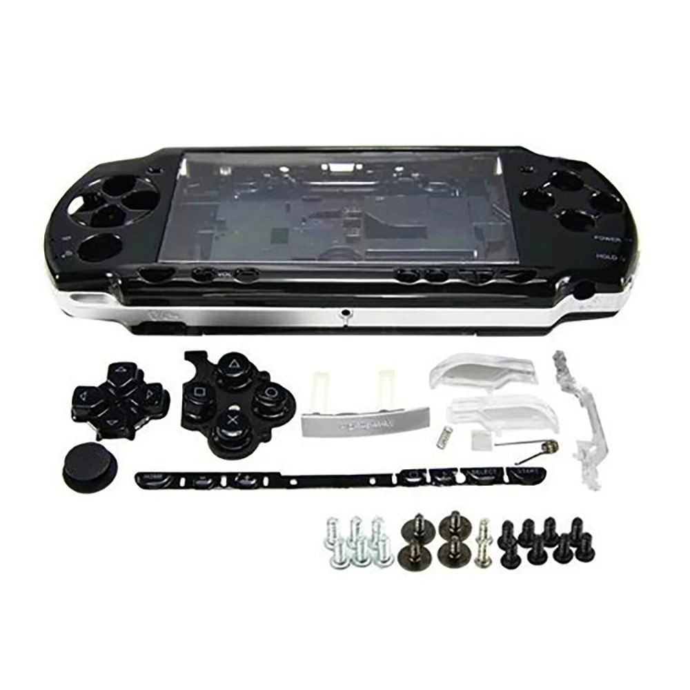OSTENT Penggantian Suku Cadang Penutup Casing Faceplate Cangkang Perumahan Penuh dengan Kit Tombol untuk Konsol Game Sony PSP 2000 Set Lengkap