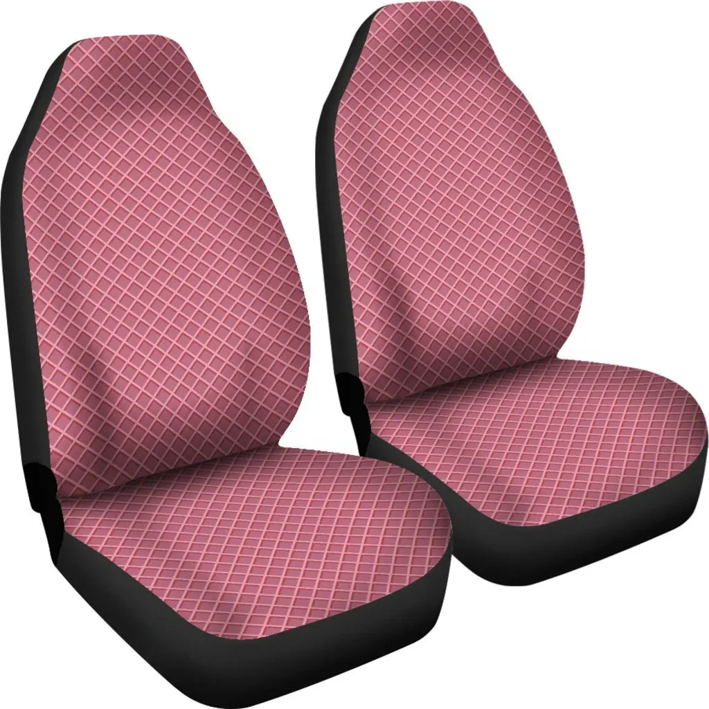 Waffle Pink Pattern Print Seat Cover Car Seat Covers Set 2 Pc, Car Accessories Car Mats