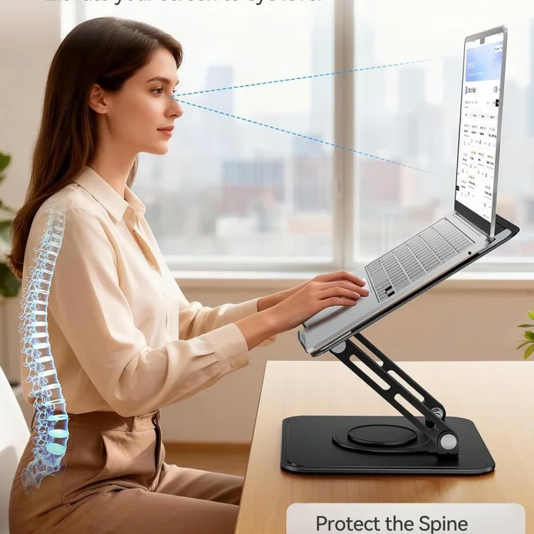 360 Swivel Carbon Steel Laptop Stand Heavy Duty Notebook Holder Ergonomic Height Angle Adjustable