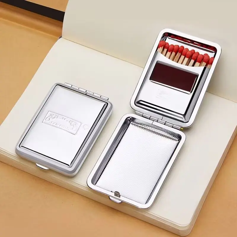 Old Fashioned High end Portable Metal Match Case with Built in Phosphor Sheets Premium Cigarette Accessories Ideal Gift for Men