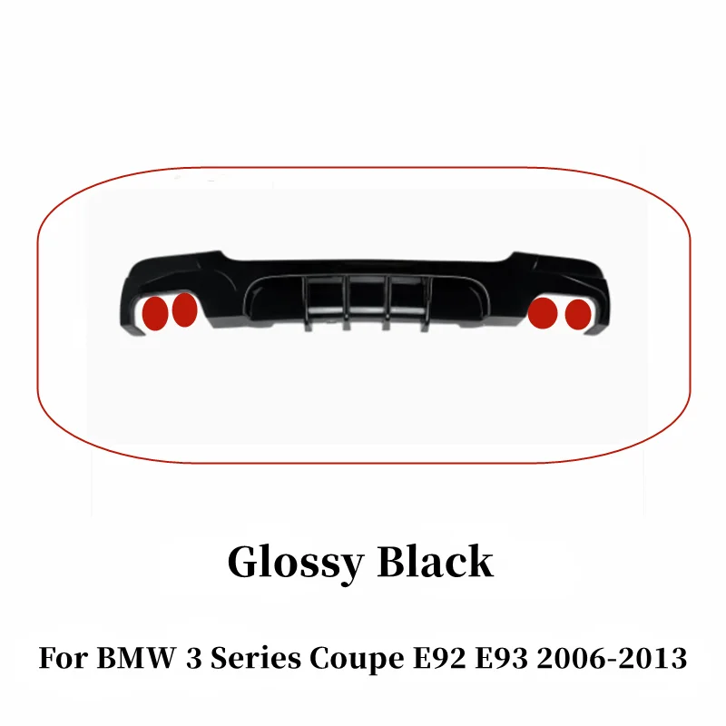 Achterbumper zwarte diffuser splitter spoiler met LED verlichting exterieur bodykit voor BMW 3 Serie Coupé E92 E93 2006-2013