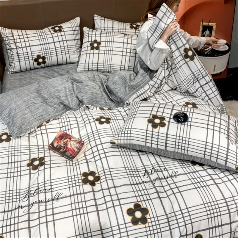 

100% Cotton Luxury Bedding Set Flowers Print Comforter Covers Duvet Cover Soft Breathable for Children Adult Room Decor