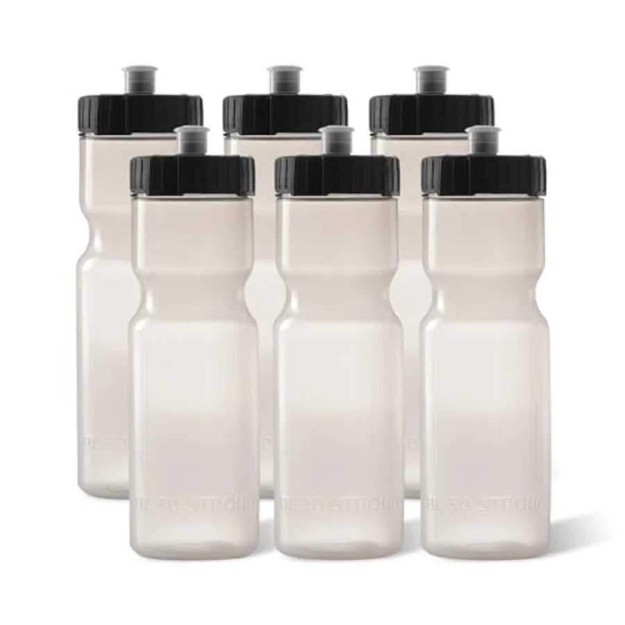 

Sports Water Bottles Reusable 22 oz BPA-Free Plastic Bottles with Pull Top Cap Made in USA Top Rack Dishwasher Safe Fits Most B