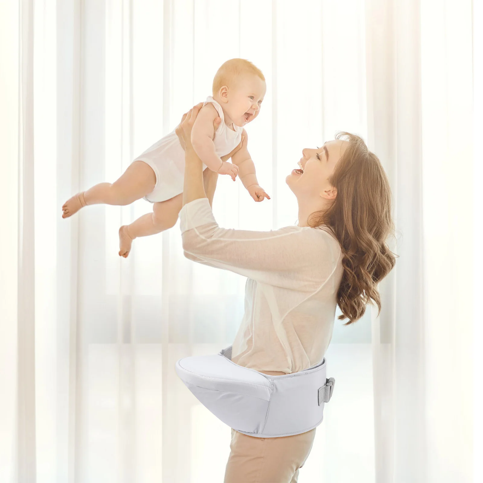 

Ergonomic Waist Stool Hip Seat Toddler Carrier 25-60 Lbs For Outdoor Comfortable Support With Side Pockets Diapers Bottles