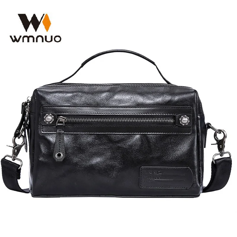 Wmnuo 2023 Shoulder Bag Men Multifunction Cow Genuine Leather Crossbody Messenger Bags For Man Big Capacity Travel Ipad Male