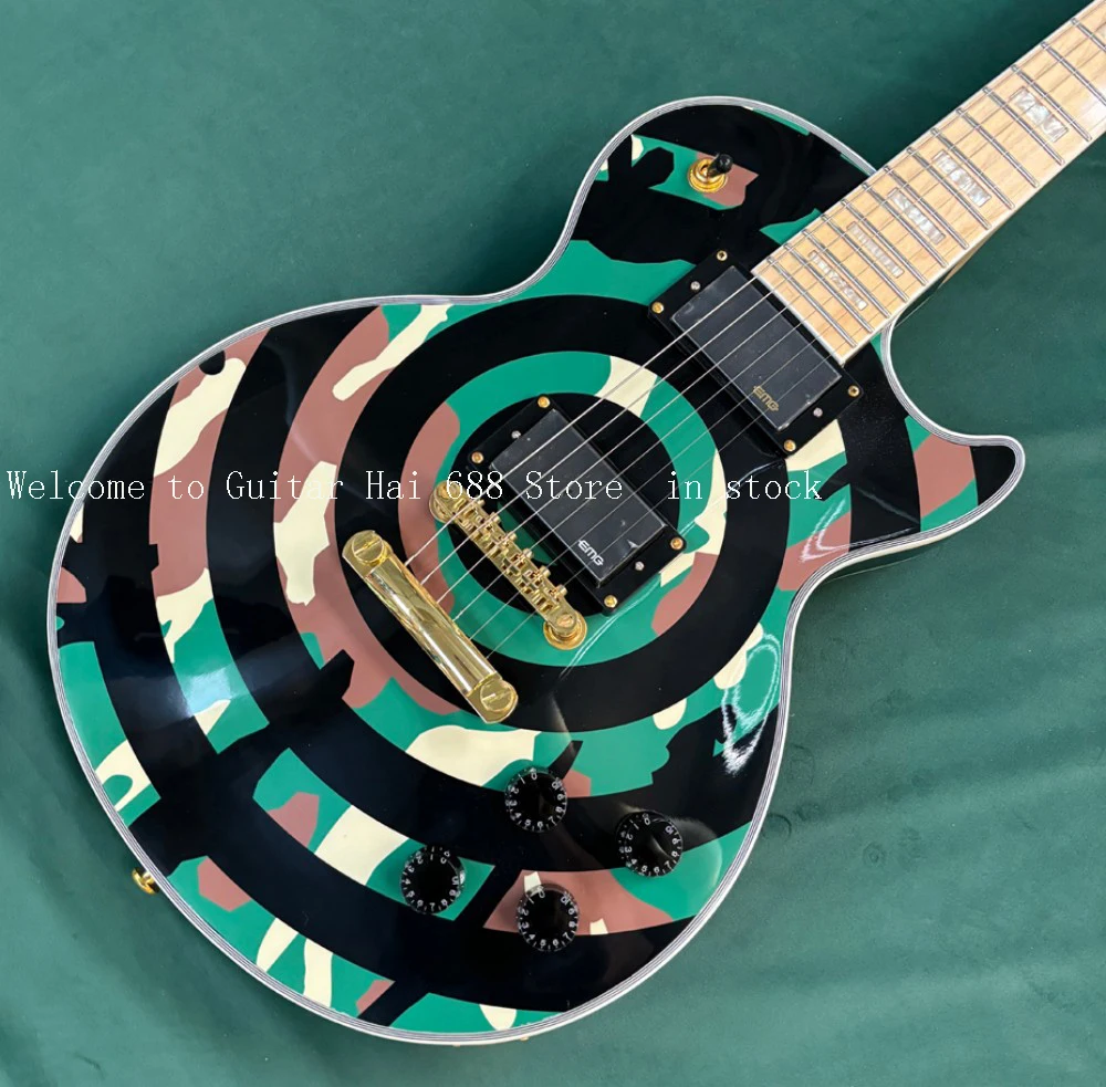 best Camouflage Custom zakk Electric Guitar HH Black Hardware Maple Fretboard Fast Ship
