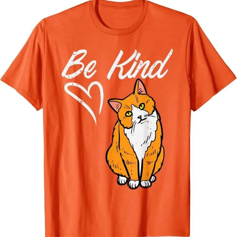 T-shirt anti-bullying pour adultes, motif chat mignon, Orange, pour la Journée de l'unité des enfants