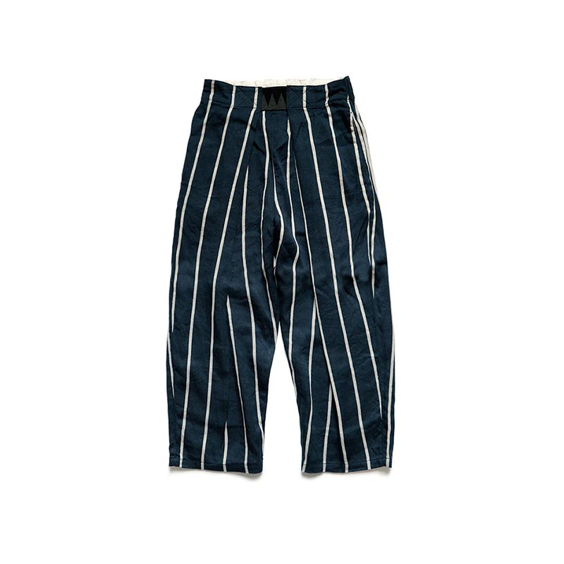 

21AW KAPITAL Hirata Kazuhiro Japanese Style Trendy Two-Color Cotton and Linen Striped Breathable Casual Pants for Men