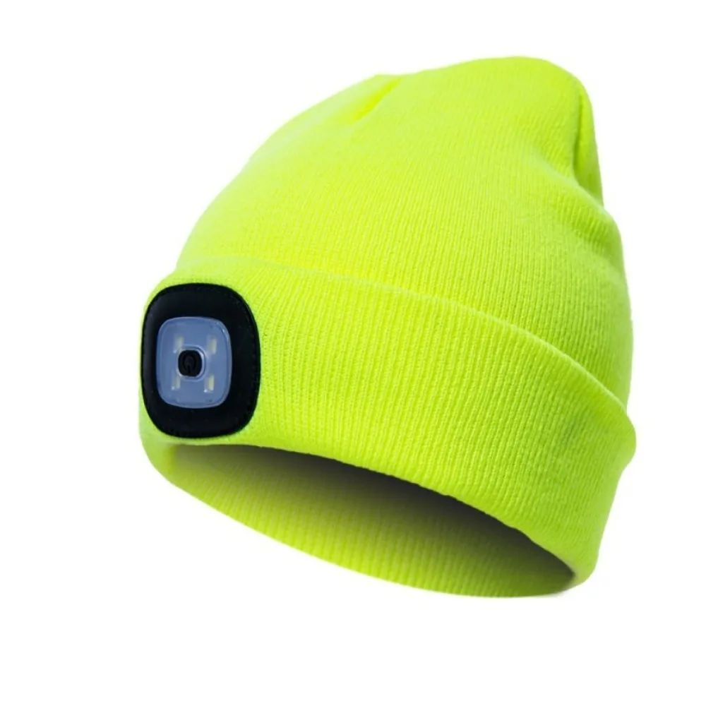 

New Unisex LED Beanie Hat With USB High Powered LED Luminous Cap Rechargeable Head Lamp Light Knitted Caps Lighting