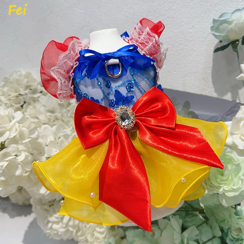 

Luxury Wedding Party Princess Dress For Small Medium Dogs Chihuahua Poodle Pet Dog Clothes Fashion Handmade Summer Puppy Dress