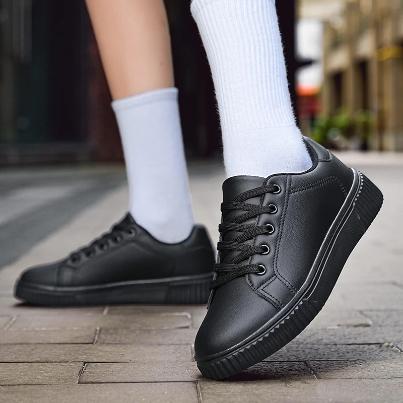 YRZL Mens Shoes Casual PU Leather Waterproof Lightweight Walking Shoes Non Slip Wear Resistant Comfortable Sneakers for Men - Image 4