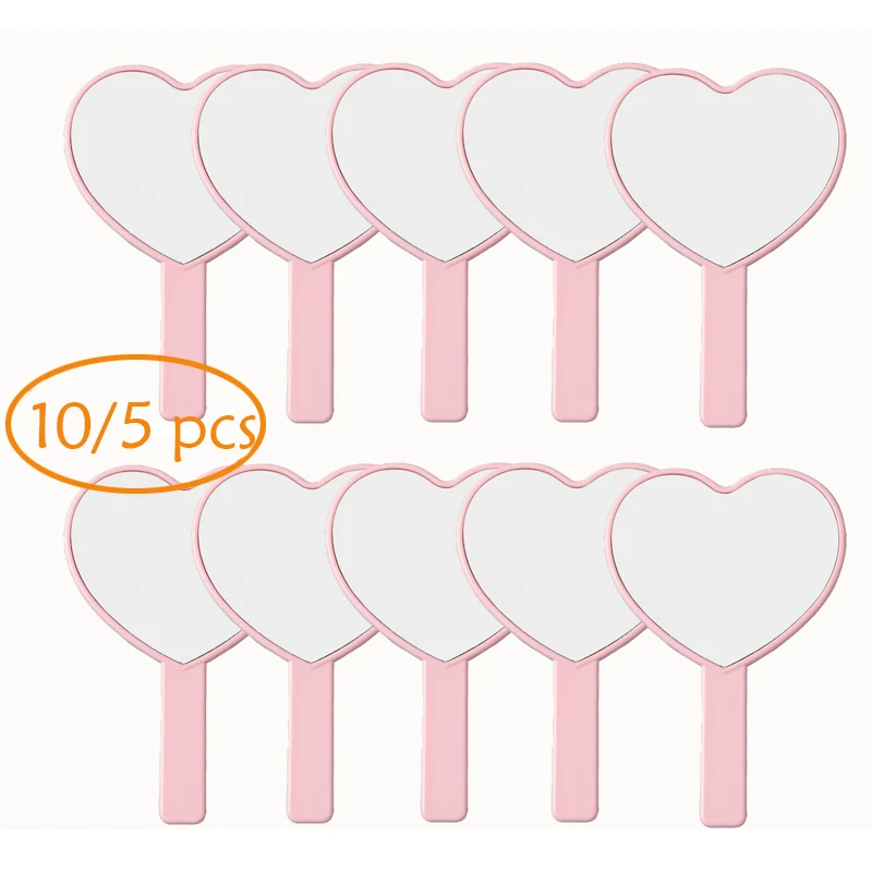 10/5 Pcs Small Love Mirror Portable Heart-shaped Handheld Makeup Mirror  Suitable As A Mini Gift for Ladies Princesses Party