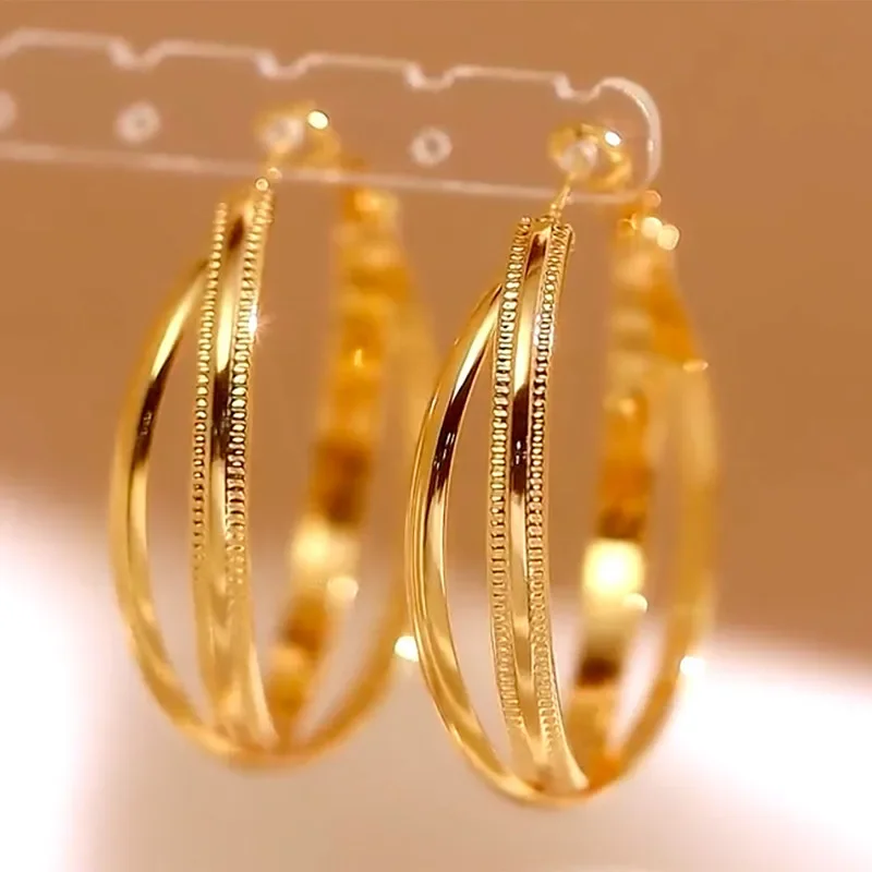 

Simple Golden Metal Geometric Large Hoop Earrings For Women Fashion Personalized Daily Accessories Party Jewelry Birthday Gifts