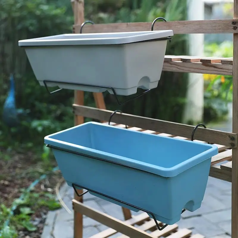 Rechteckiges Blumentopf-Hängeregal zum Gemüseanbau, geeignet für Balkone zu Hause, zum Aufhängen von Gemüsepflanzentöpfen aus Kunststoff – Detail 7