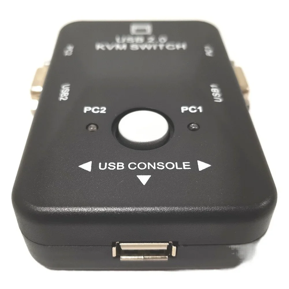Portable 2-Port USB 2.0 KVM Switch: Seamlessly Effortless Control Control Two Black Computers 1080P Computer Replacement Supplie