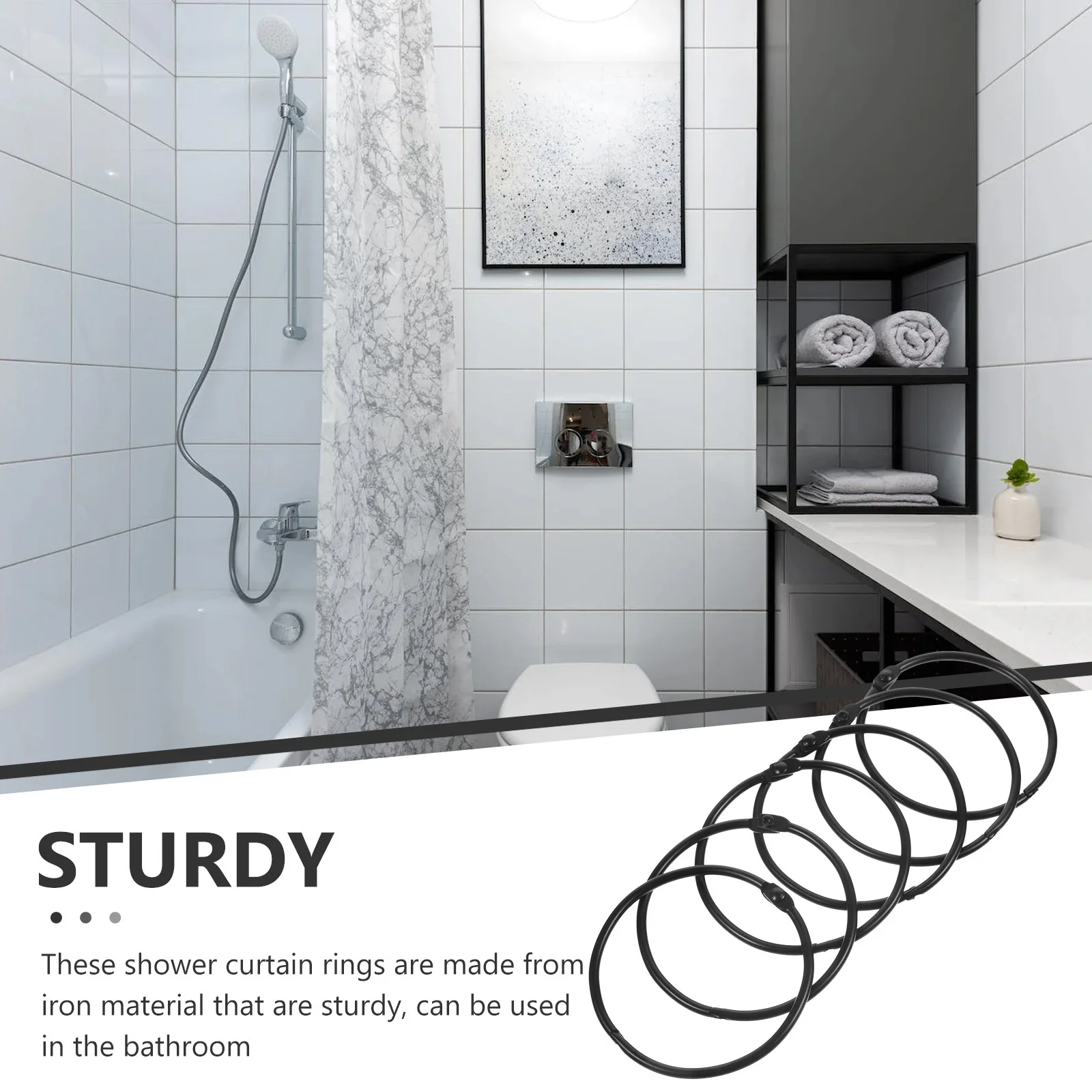 

24Pcs Metal Shower Curtain Hanger Hooks Simple Classic Design Easy to Use and Store Long Lasting Shower Curtain Hooks