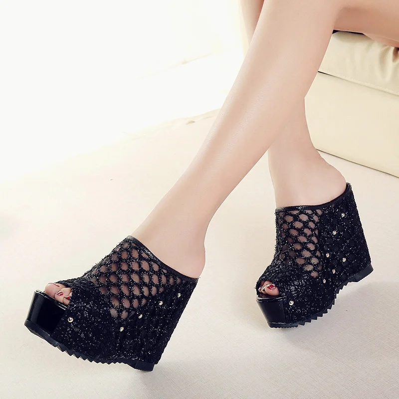 High Heels Sandals Women Beach High Wedge Slippers Women for Summer Slides Open Toe Heels Sexy Slippers Heels Zapatos Mujer