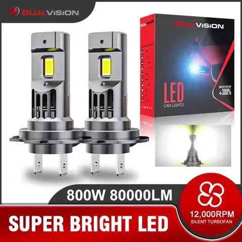 800W Turbo H7 H11 bombillas LED para faros CANBUS luces 80000LM H4 9012 9005 HB3 9006 Mini lámpara 3580 CSP LED inalámbrico para coche con ventilador