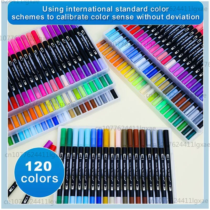 120 colors Vibrant Double-Ended Watercolor Markers – Art Set for Drawing & Crafts, Christmas Gift, Durable Plastic Bodies