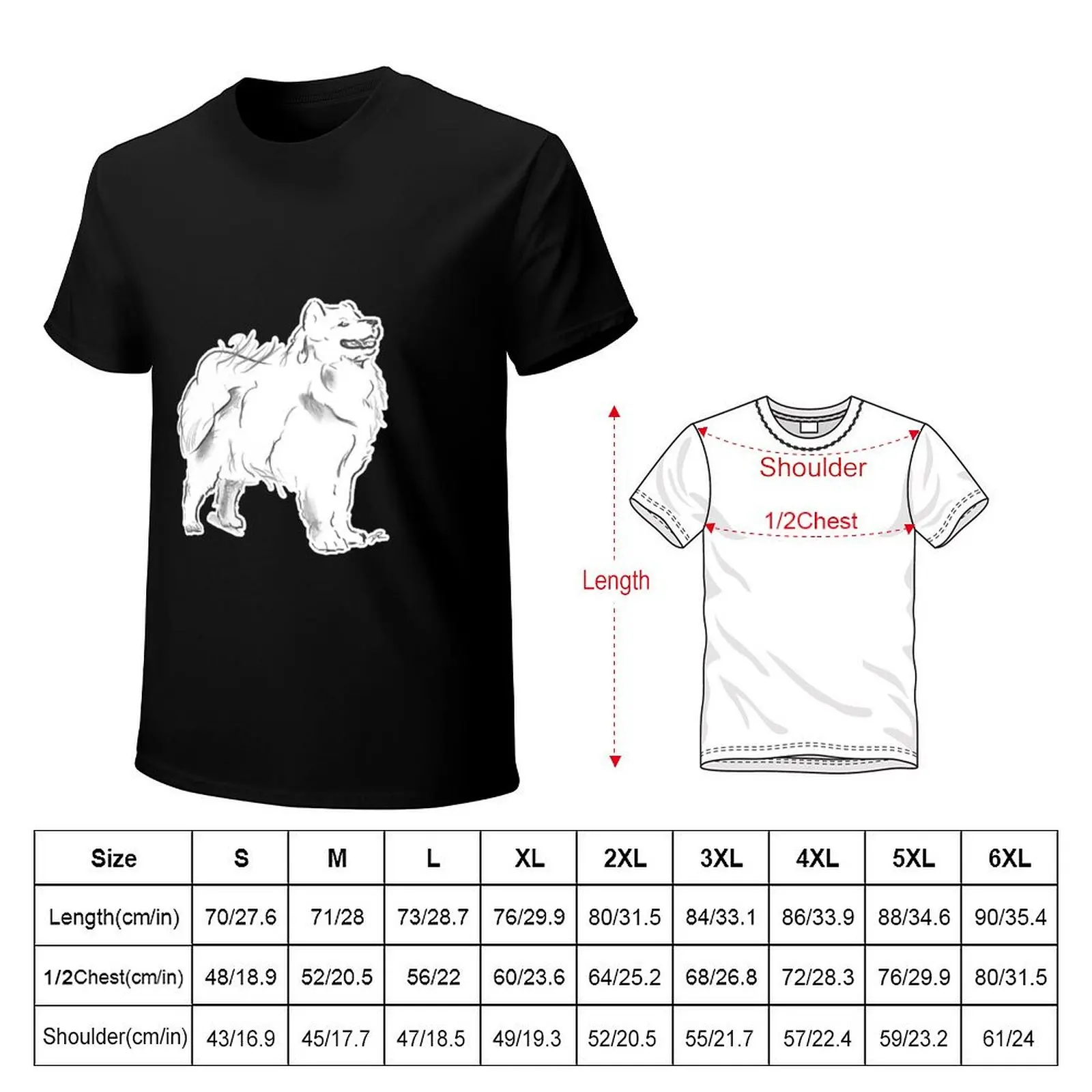 Samoyed Drawing T-Shirt Casual Minimalist Short Sleeve Top