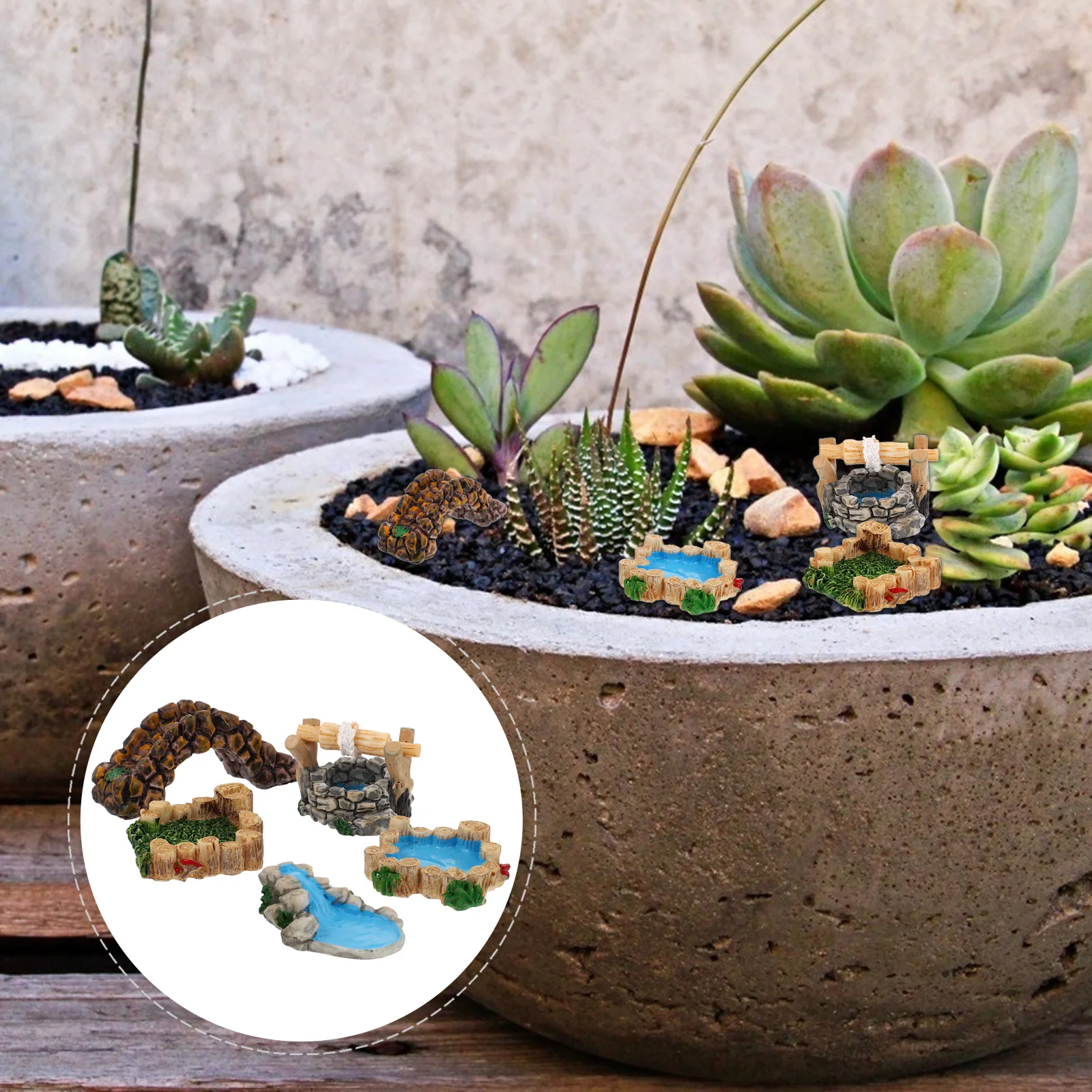 5 قطعة جسر الرجعية مصغرة المشهد ديكور مجموعة لحديقة العشب زخرفة الحرفية Diy بها بنفسك مصغرة المشهد هدية تزيين المنزل #5