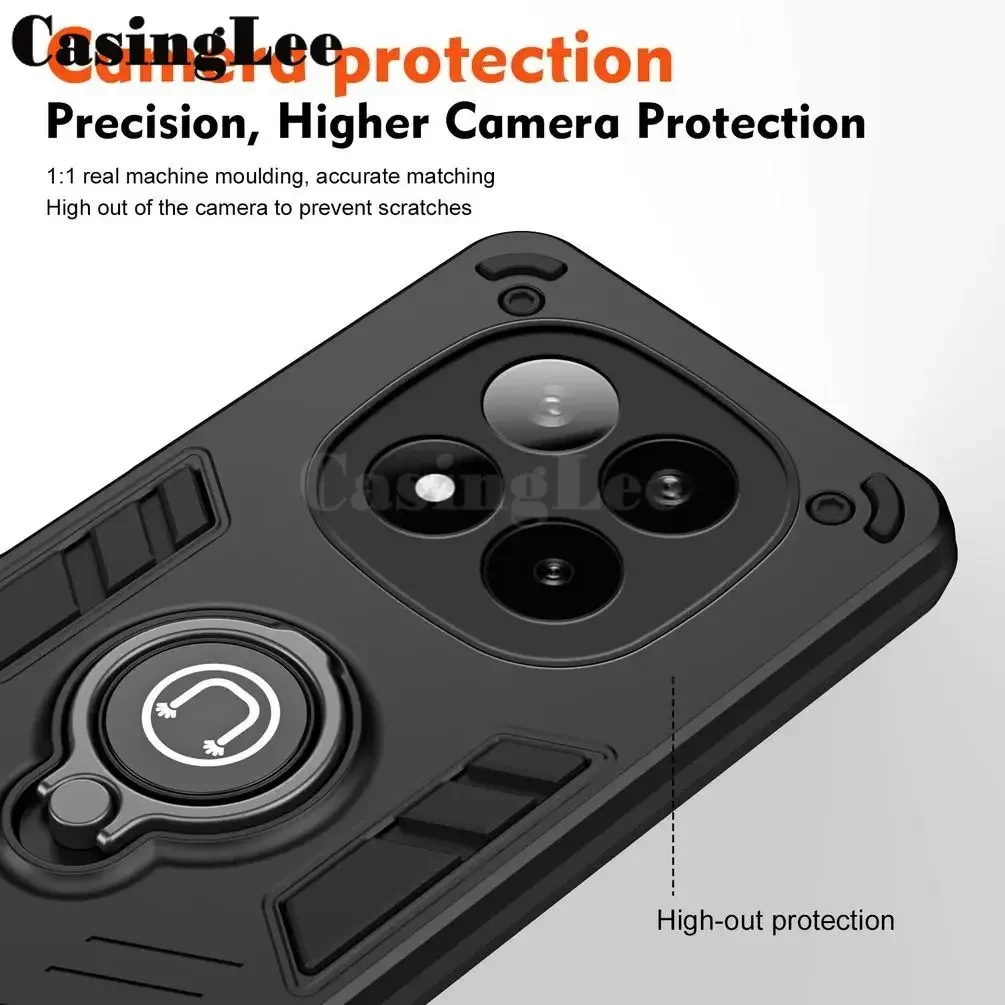For Redmi Note 14 Pro Plus Case Kickstand Bumper Phone Shell Heavy Duty Armor Hard for Redmi Note 14 Pro Plus 14 Cover
