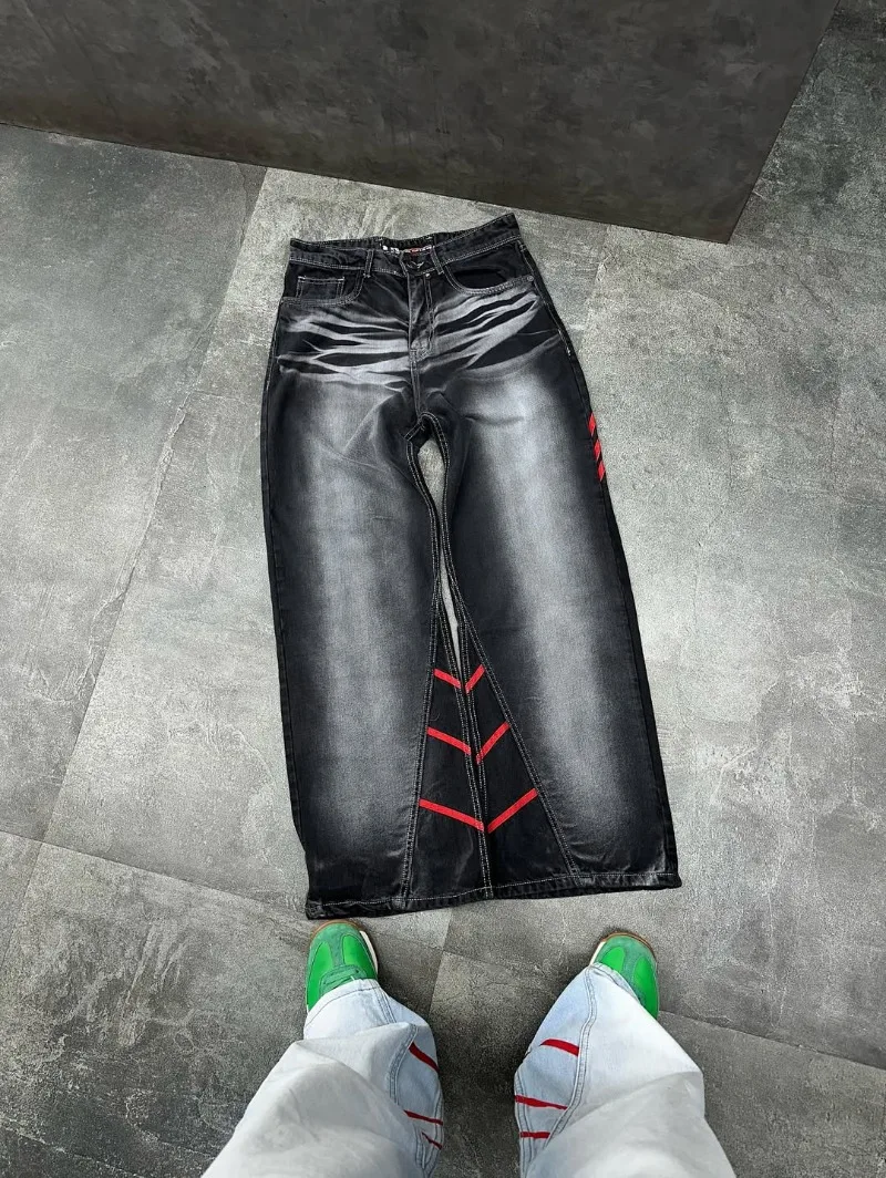 

Retro Hip-hop Gothpunk Oversized Washing Jeans for Women Y2k Harajuku Rock Trendy Brand High Waist Wide-leg Pants Streetwear Men