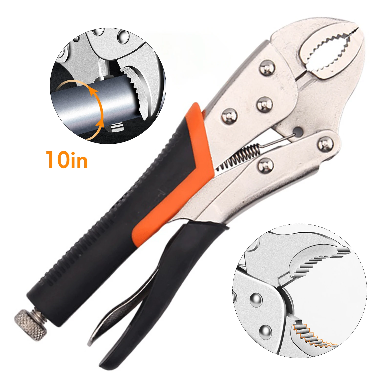 10 Inch Multifunctional Round Mouth Locking Pliers Ground Mouth Straight Jaw Lock Vise Grip Clamp Hand Multi-tool