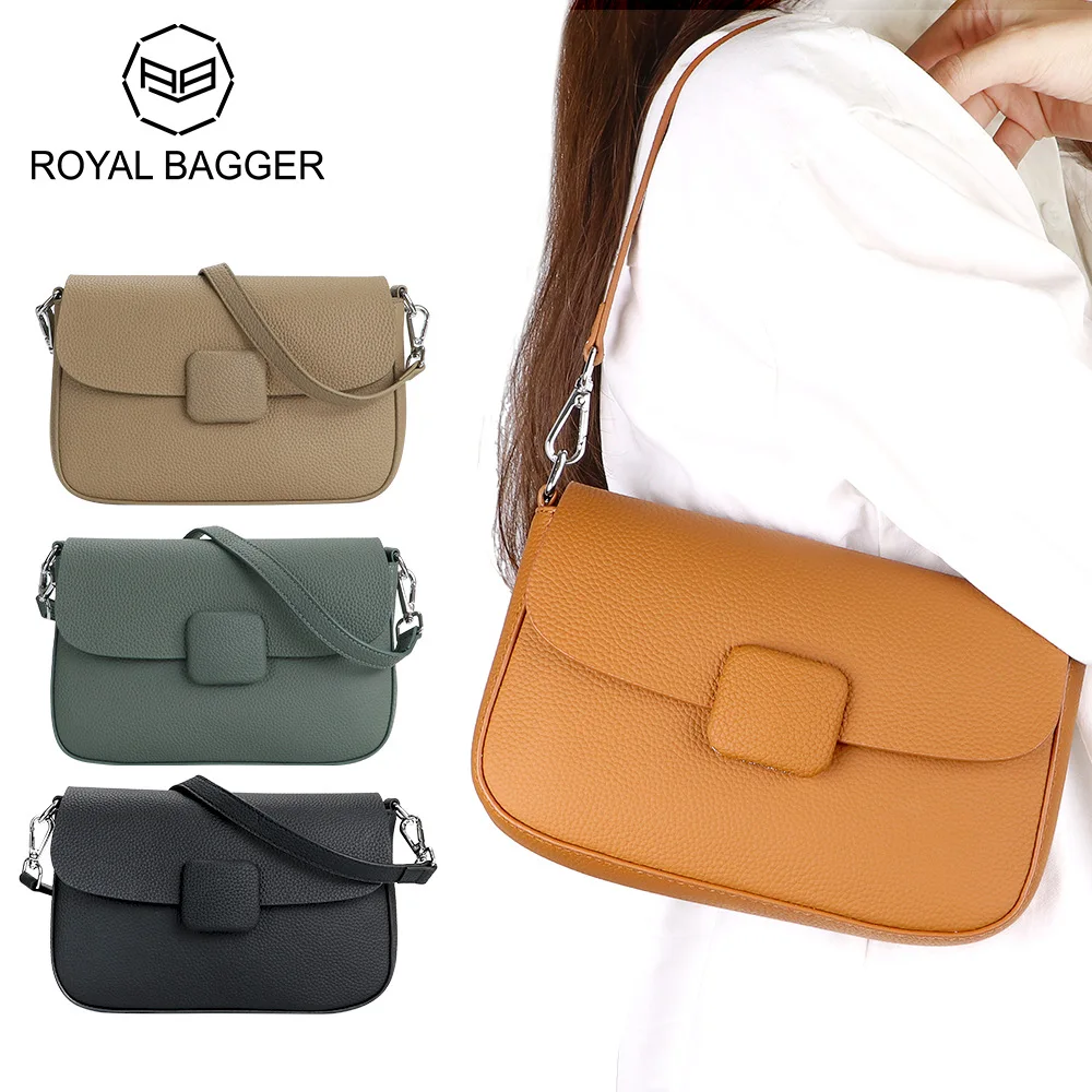 Royal Bagger Women\'s Genuine Leather Shoulder Bags, Large Capacity Crossbody Bag, Fashion Casual Underarm Handbag 1691