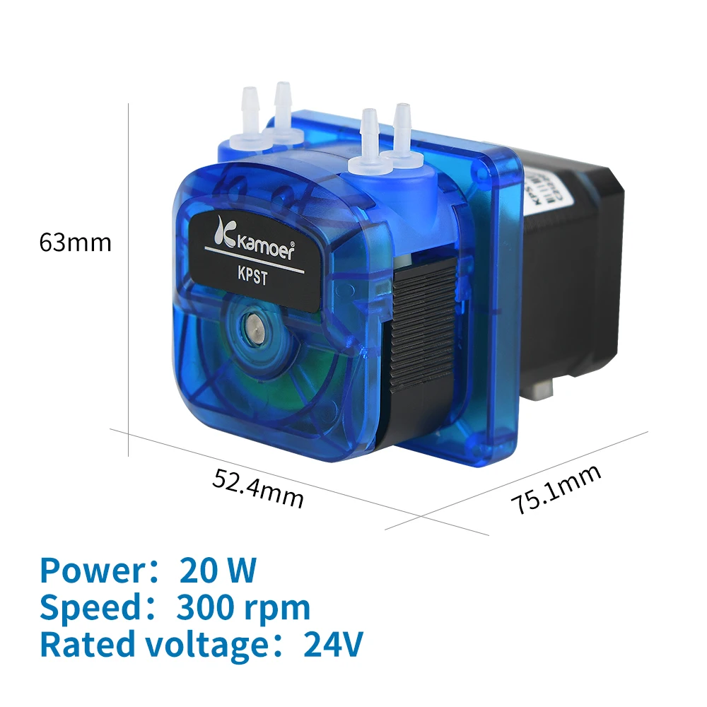 

Kamoer 30-65ml/min KPST Peristaltic Pump 24V Stepper Motor Single/Double Tubing Easy to Replace Norprene Tubing Dosing Pump