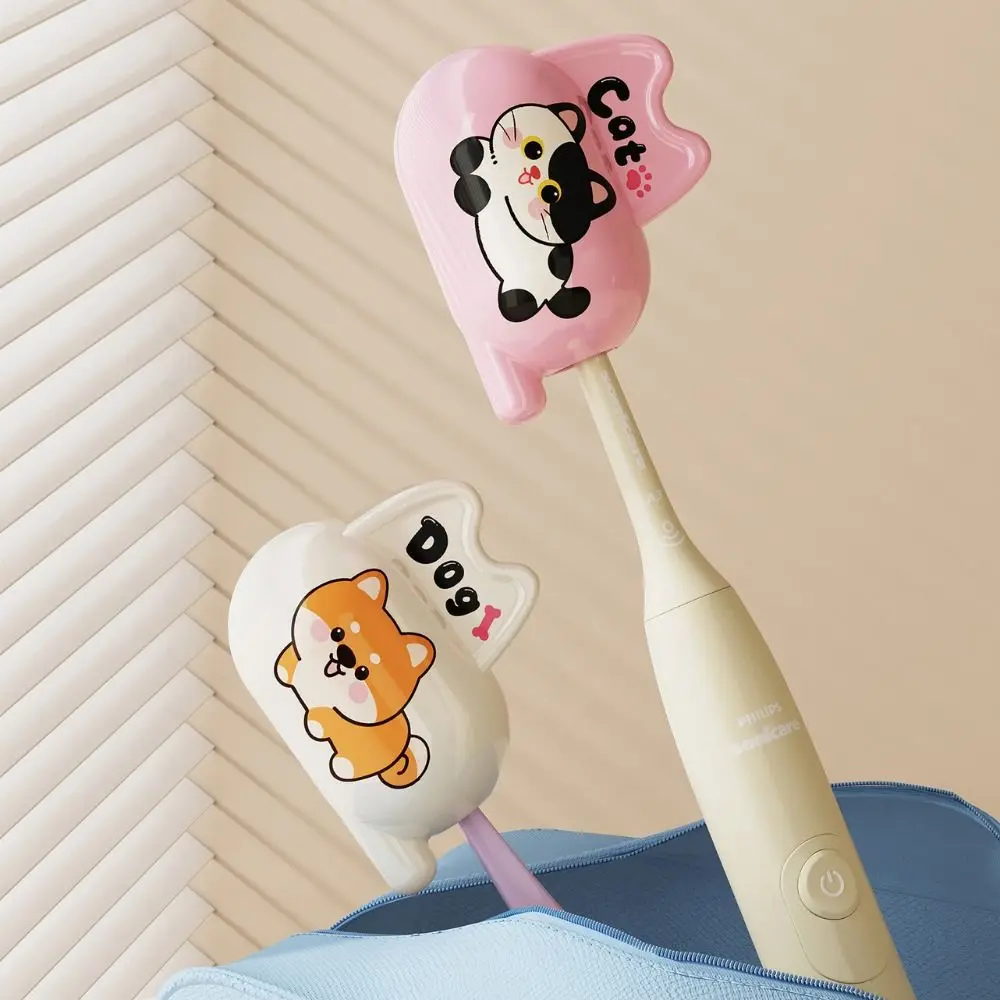 Cute Cartoon Toothbrush Head Cover Spring Loaded Clip Breathable Toothbrush Protective Cap Dustproof Toothbrush Head Protector