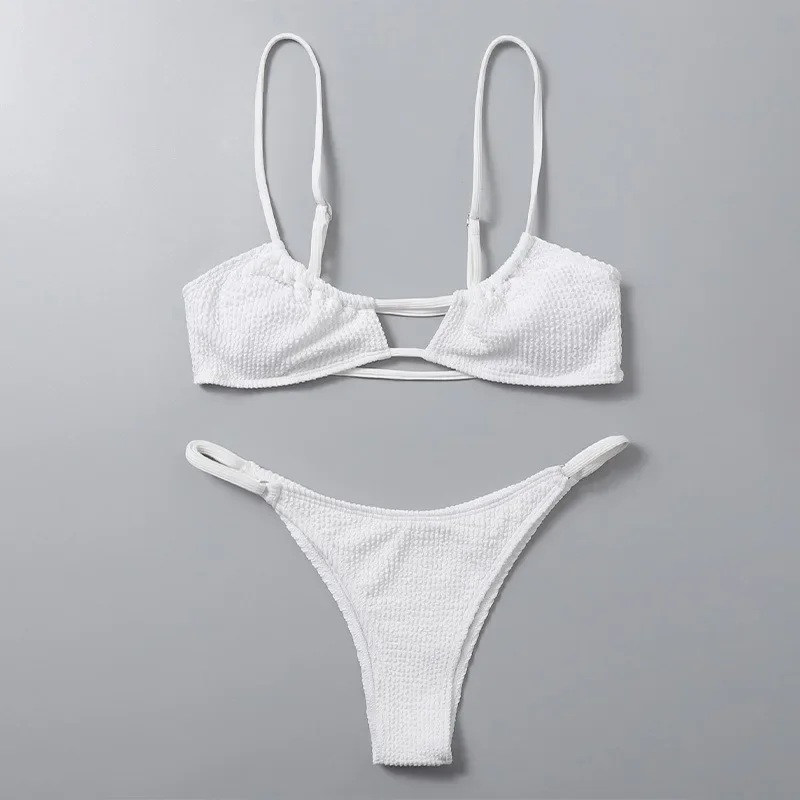 sexy ribbed bandeau mircro mini bikini sets two pieces 2024 women thong swimsuit female bathing suit swimwear biquini