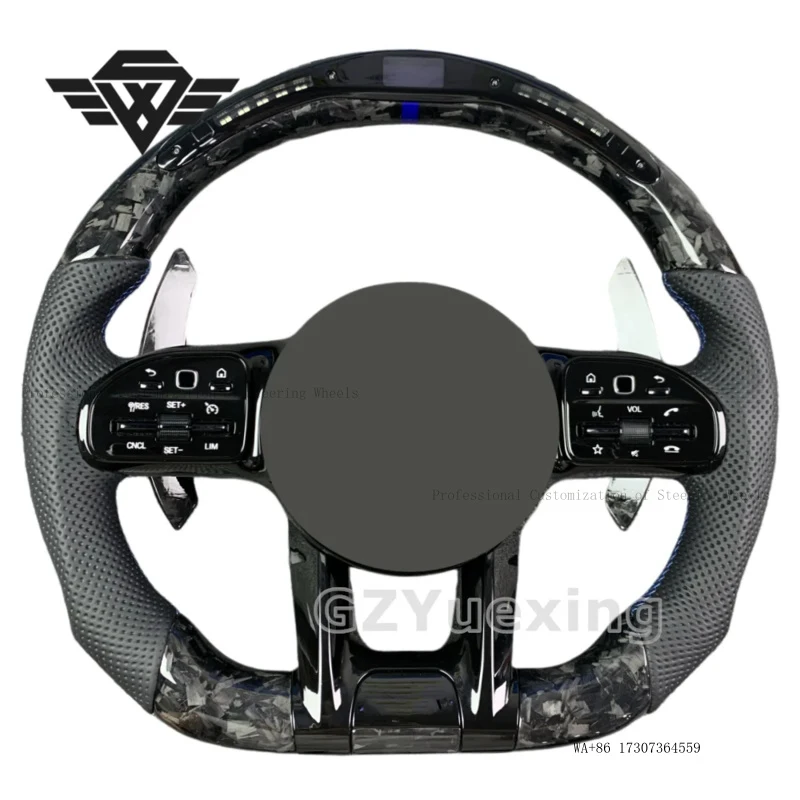 For Mercedes Benz 809 W176 W204 W212 W207 W208 W463 CLS63 E63 AMG Forge Carbon Fibre With LED Light Sports Steering Wheel