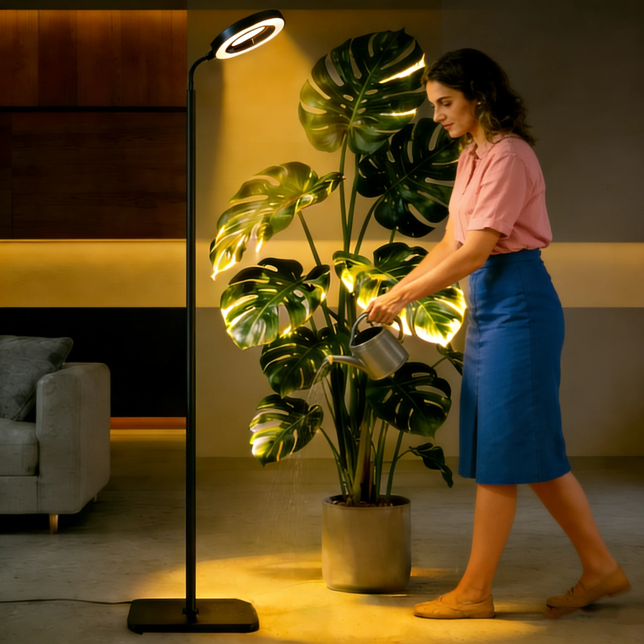 

20W Full Spectrum Grow Light Floor Lamp with Auto Timer, 10 Brightness, Height Adjustable Standing Light for Indoor Plants