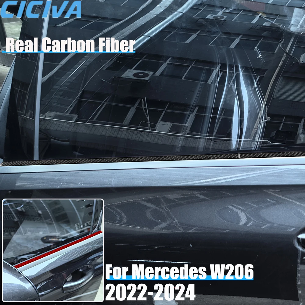 

Real Carbon Fiber Car Accessories Window Decorative Strips Cover Soft Sticker For Mercedes Benz C-class W206 2022 2023 2024