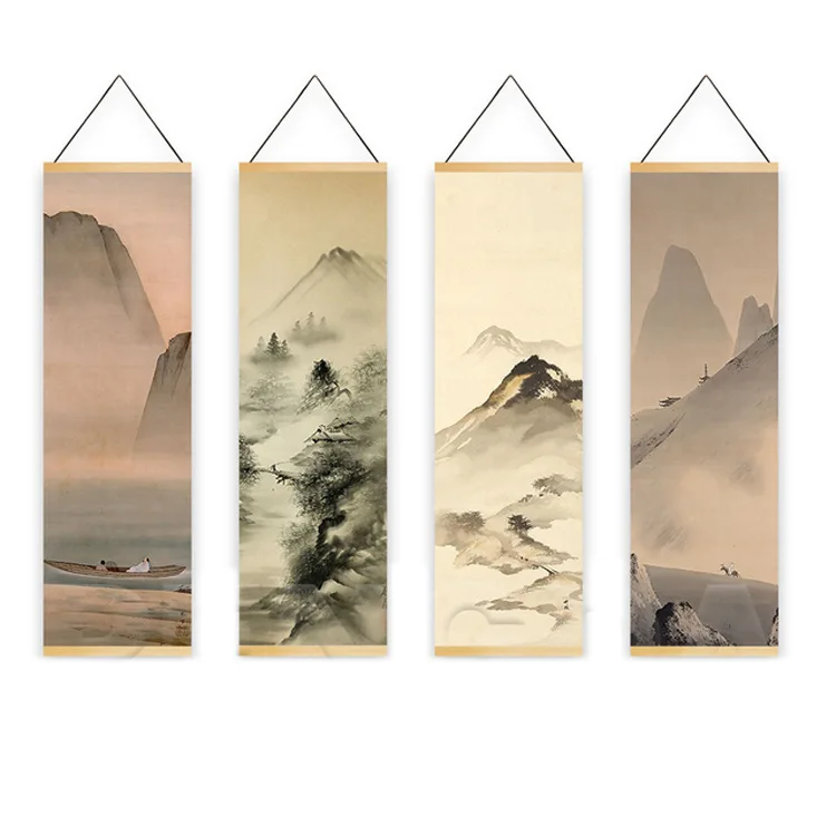 

Chinese Landscape Scroll Painting Room Decor Aesthetic Poster Living Room Bedroom Home Decoration Wall Art Tapestry Hanging