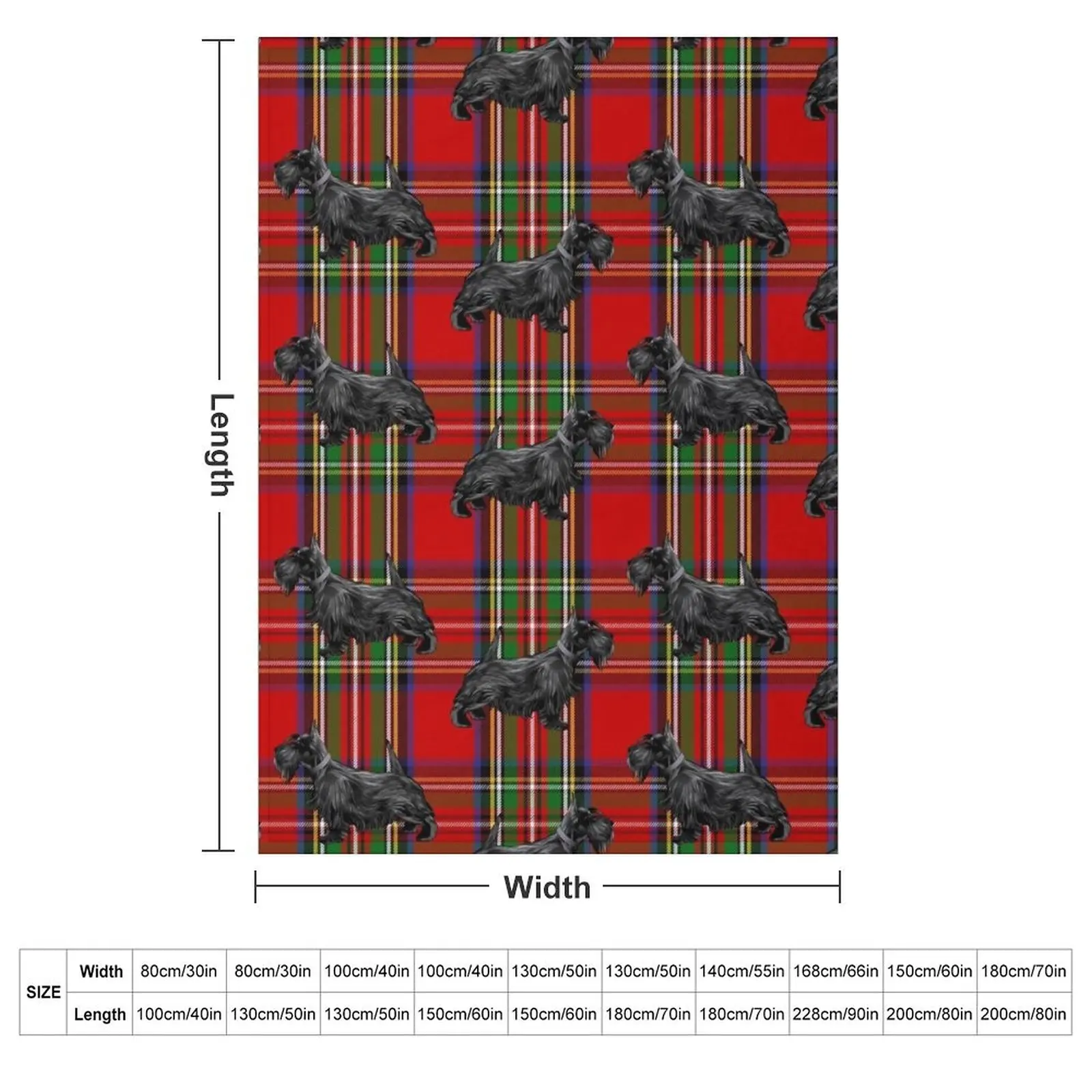 Scottie Dog on Red Scottish Tartan Throw Blanket couch cozy soft plush fuzzy picnic outdoor blanket