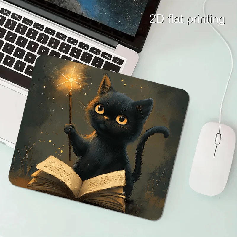 

Black Cat creative printed pattern mouse pad, anti-slip office desk pad, home small computer accessory, high-quality desk pad