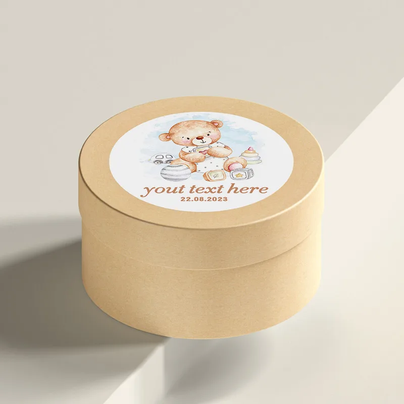 Custom Cartoon Teddy Bear Stickers Welcome Baby Boy Girl Stickers Labels Personalized New Born Gender Reveal Baby Shower Decor