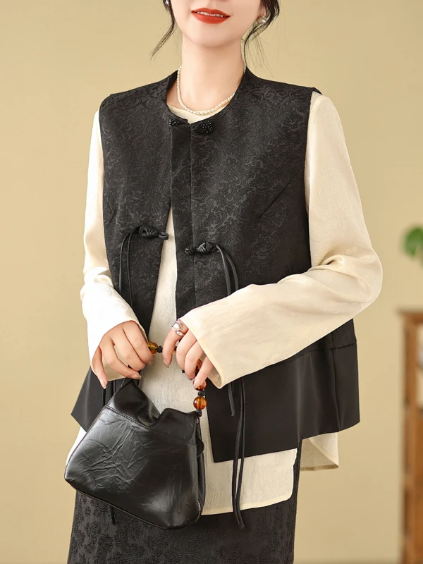 

Spring Summer 2025 Brand Tailored Floral Embroidery Vest Jaet Top Commute Sle Regular Length Single Button Closure Pure C...