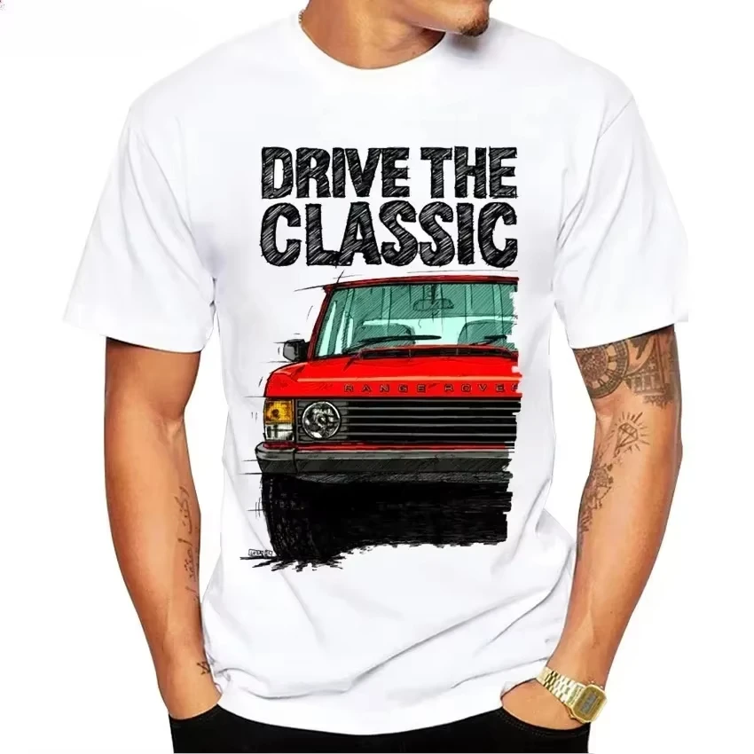

SherkSummer Мужская футболка с коротким рукавом Drive The Classic Range Rover Off-Road Racing Мужская футболка Harajuku Car Design Белая повседневная футболка для мальчиков