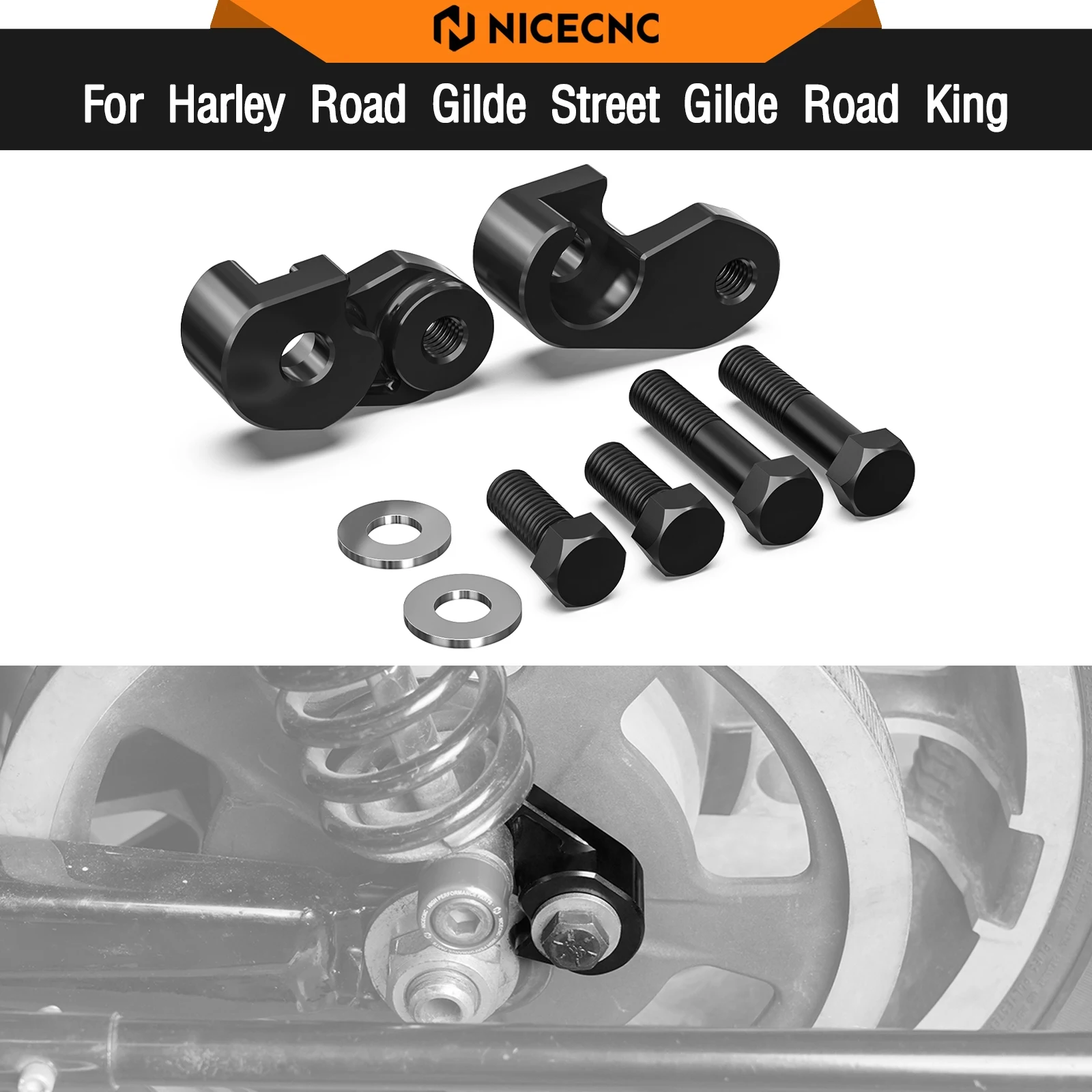 

For Harley Street Glide FLHX 2017-2024 Rear Shock Suspension Lift Riser 1'' Road King FLHR Road Glide Ultra FLTRU Ultra Limited