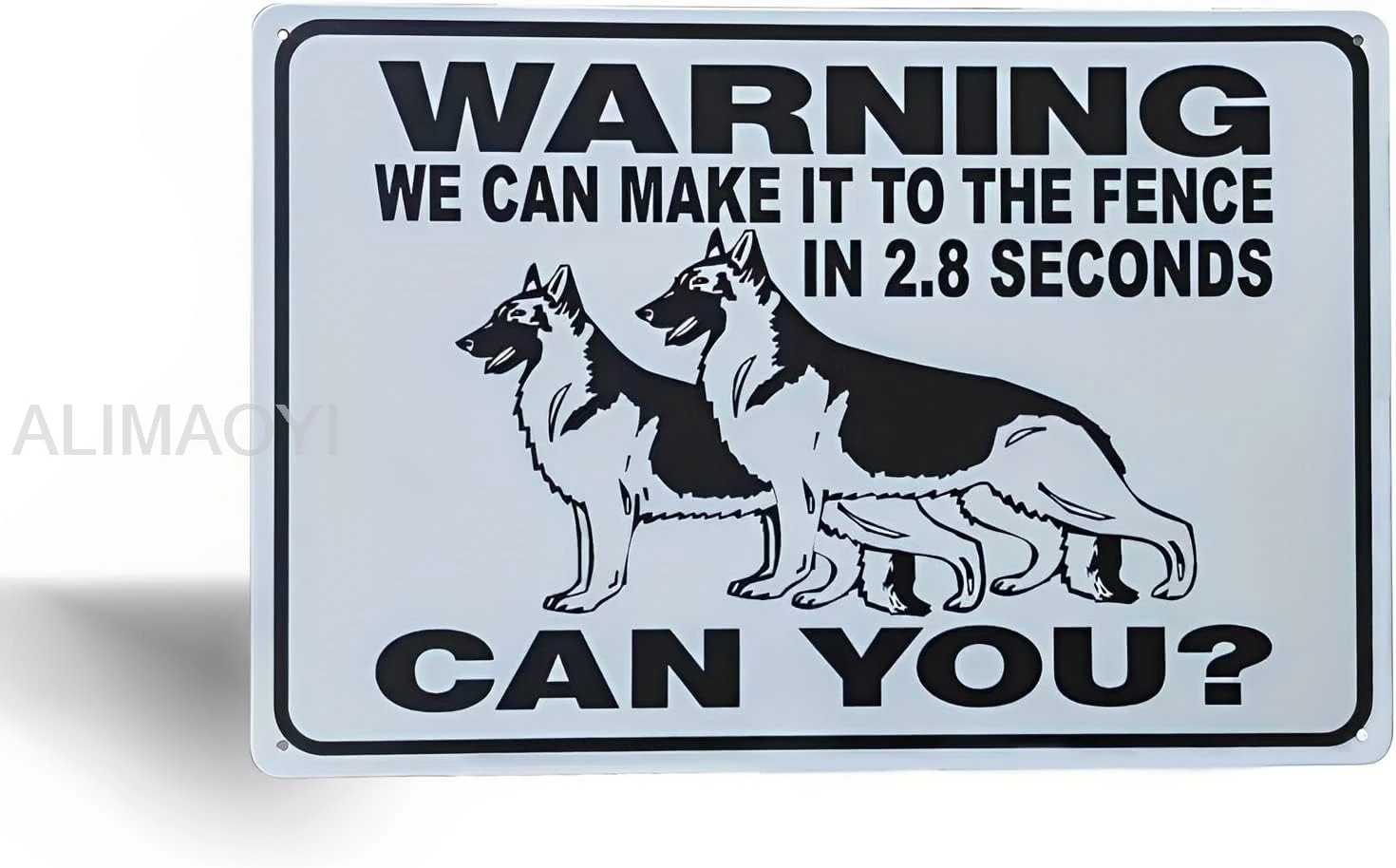 German Shepherd Dog Guard Dog Security Funny Metal Tin Sign Art Wall Decor Warning We Can Make It to The Fence Outdoor  Alu sign