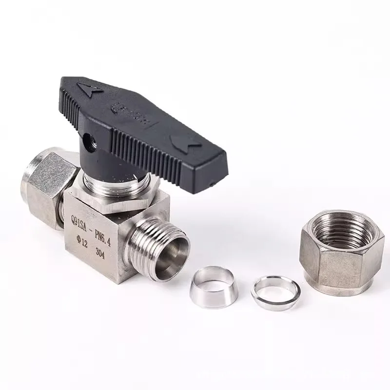 304 Stainless Steel Ferrule Ball Valve, Through, Instrument Tube Ball Valve, Gas Circuit Switch, Ferrule