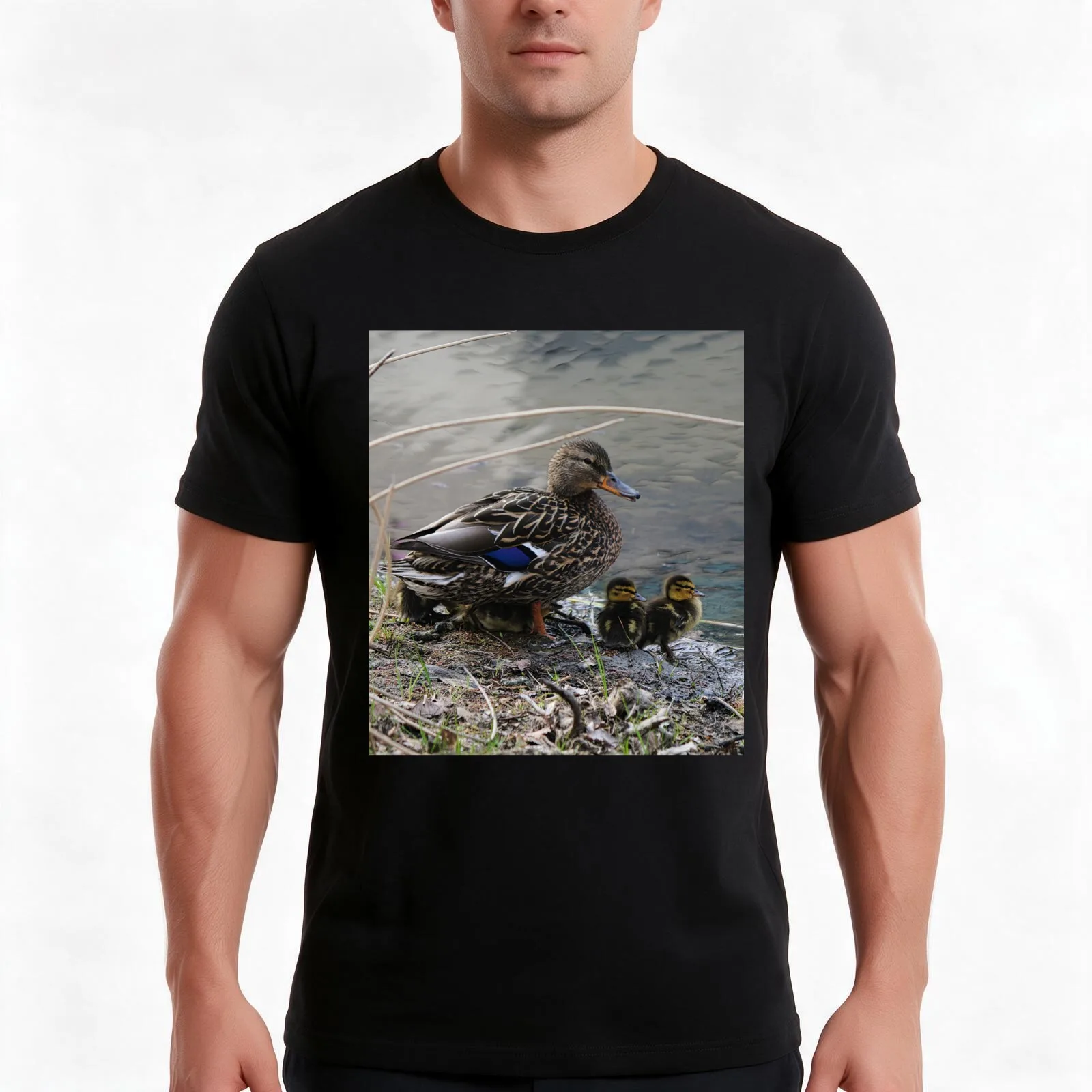 Momma Mallard and Ducklings T-Shirt Summer Casual Cotton Tee Oversized Streetwear Tops Vintage Graphic Print 100% Cotton