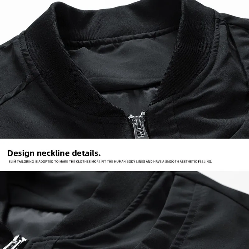 سترة طيران برقبة دائرية ملابس رجالية، نمط جديد للربيع والخريف والشتاء، قميص بيسبول فضفاض وغير رسمي