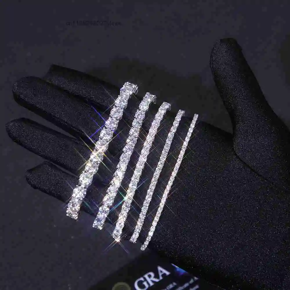 Factory 4mm Price Wide Tennis Chain 925 Sterling Silver Plated Gold D Color Pass Diamond Test Moissanite Tennis Chain Bracelet..