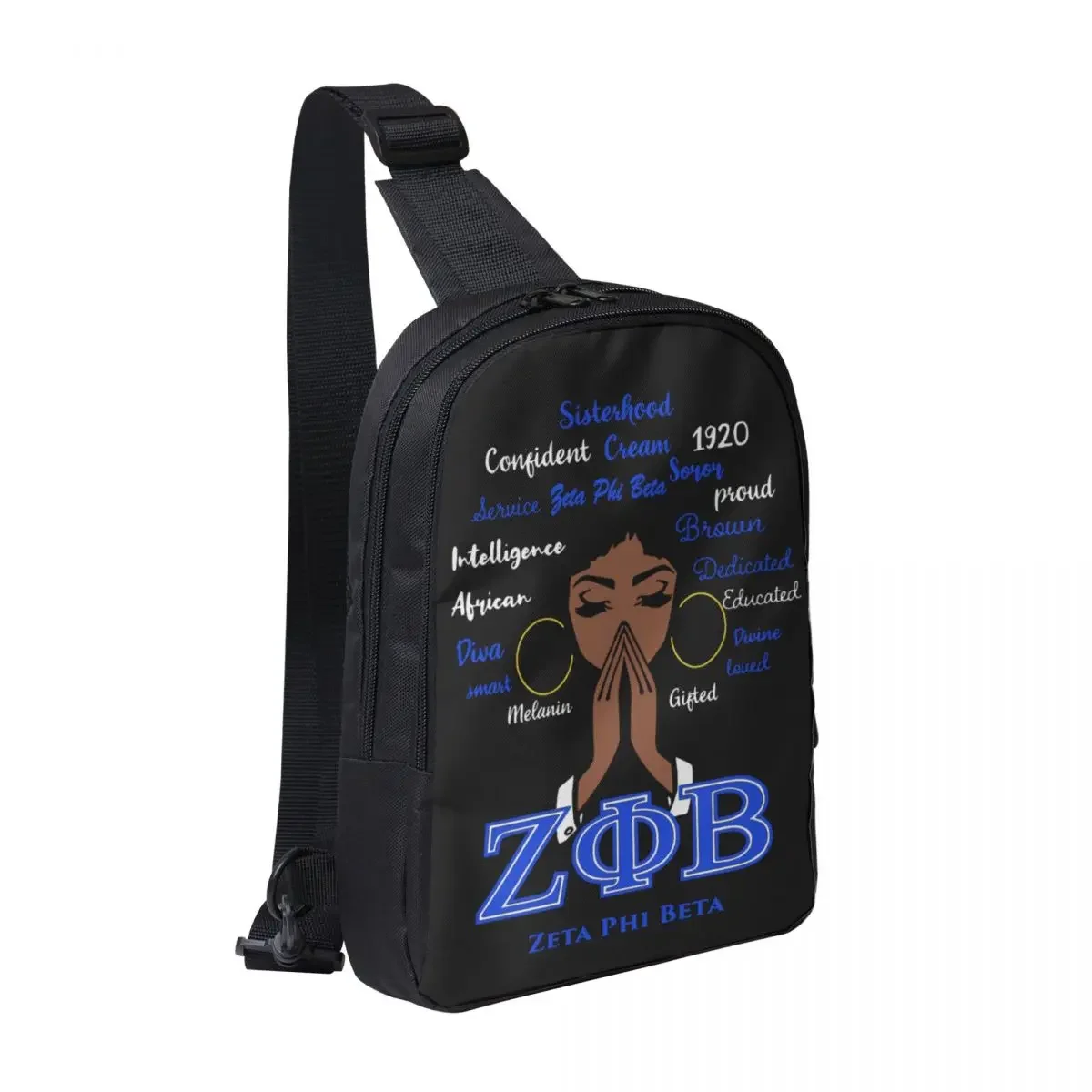 Zeta Phi Beta ZPB Sorority Crossbody Sling Backpack Shoulder Sling Chest Bag Adjustable Travel Hiking Daypack Outdoor Women Men