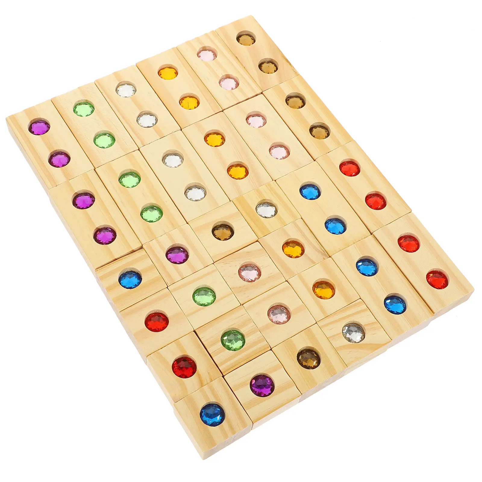 

1Set Wooden Gemstone Inlaid Blocks Creative Colorful Early Learning Educational Plaything for Kids Cognitive Skill Development