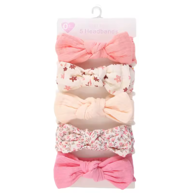 5Pcs/Set Solid Muslin Cotton Linen Baby Headband Elastic Rabbit Ear Hair Band Infant Girl Turban Headwraps Stretch Accessories - Image 7